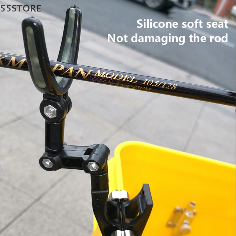 2 個 360 度釣竿レストヘッド回転ブラケットブリッジいかだ釣竿ラックノンスリップ発光強化ポールブラケット