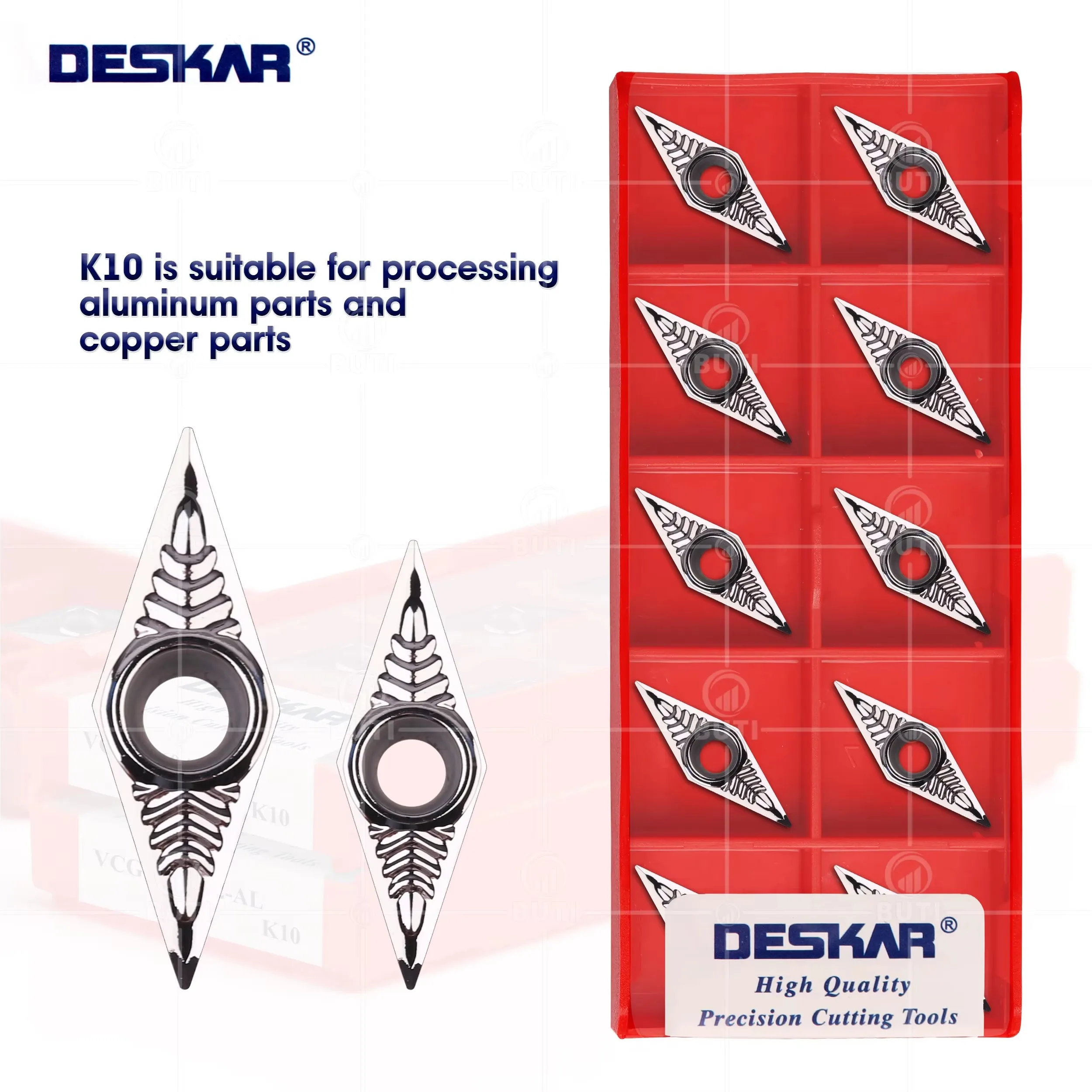 

DESKAR 100% Original VCGT110304 VCGT160404 VCGT160408 VCGT160402 AL K10 Aluminum Alloy Blade CNC Lathe Tool Wear-resistant Blade
