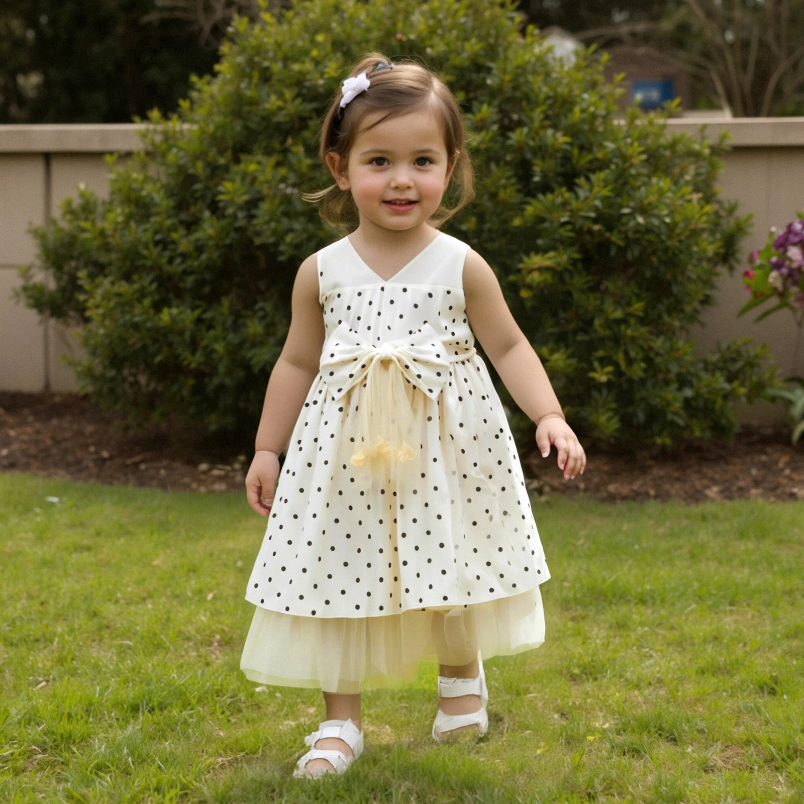 Children Kid Baby Girls Dot Dress Summer Fashionable Round Neck Sleeveless Zipper Up Dress for Princess Clothes