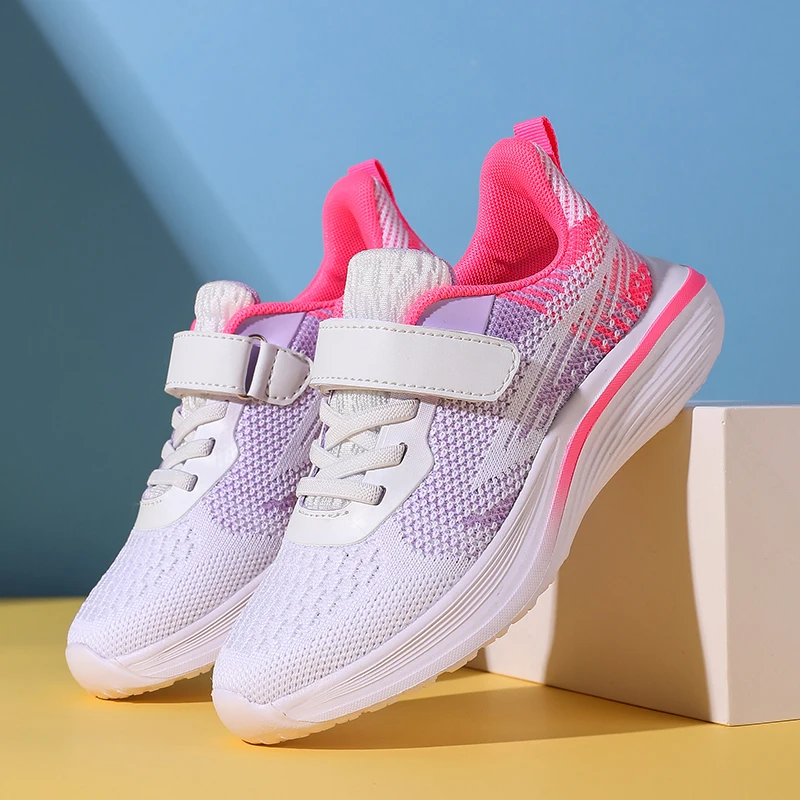 

2025 New Breathable Childrens Sports Shoes Lightweight Elastic Running Shoes Outdoor Cushioned and Convenient Training Shoes