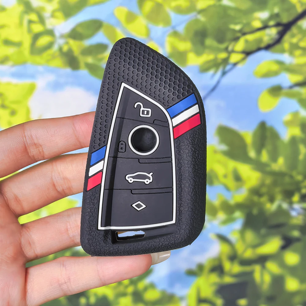 Anti‑Slip Honeycomb‑Texture Silicone Remote Key Case for BMW X1 X3 X5 Series 1 2 3 5 Wear‑Resistant Flexible Auto Key Shell