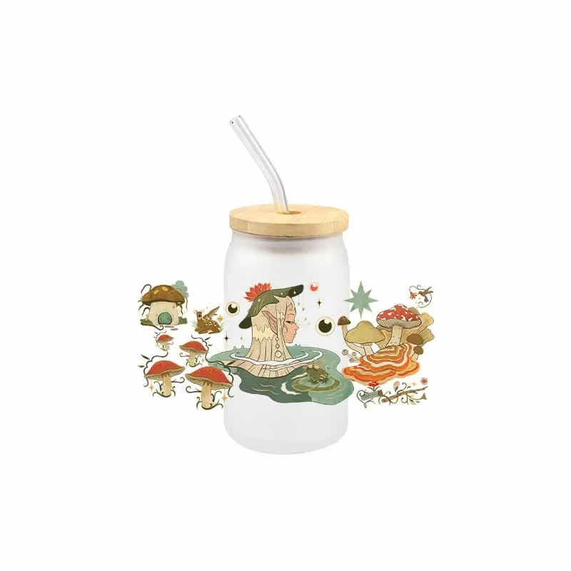 3D Plant Theme UV DTF Transfer Sticker Wraps Cup Libbey Glaas Cup DIY Cartoon Custom Declas High Qulity Sticker