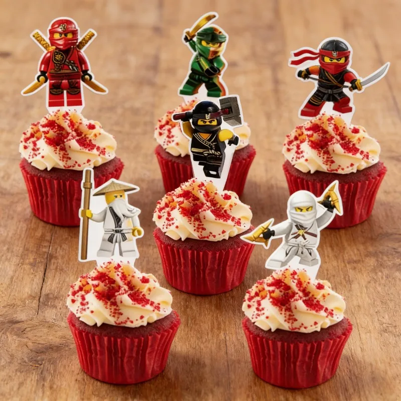 12 Stück/Set Ninja Cupcake Topper Kuchenverzierungen für Kindergeburtstag, Partydekoration, Gastgeschenke, Dekorationen – Detail 5