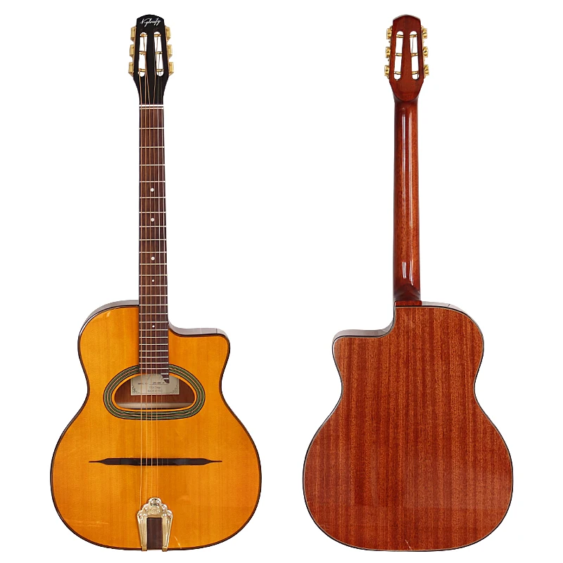 Gypsy djangoアコースティックギター、ソリッドスプルースウッドトップ