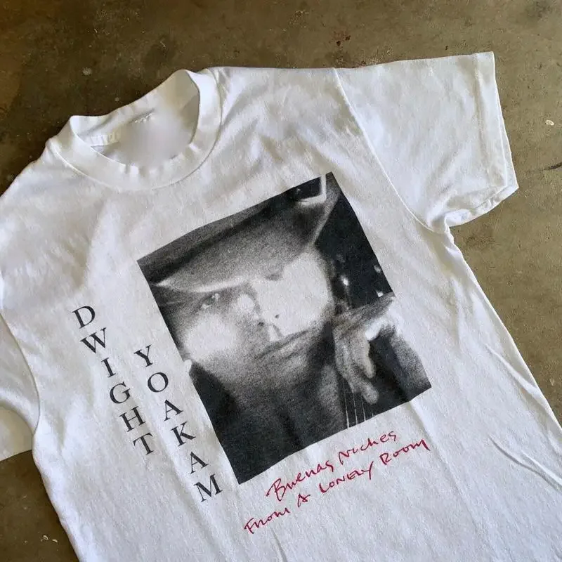 Vtg Dwight Yoakam BUENAS NOCHES FROM A LONELY ROOM Cotton White T Shirt
