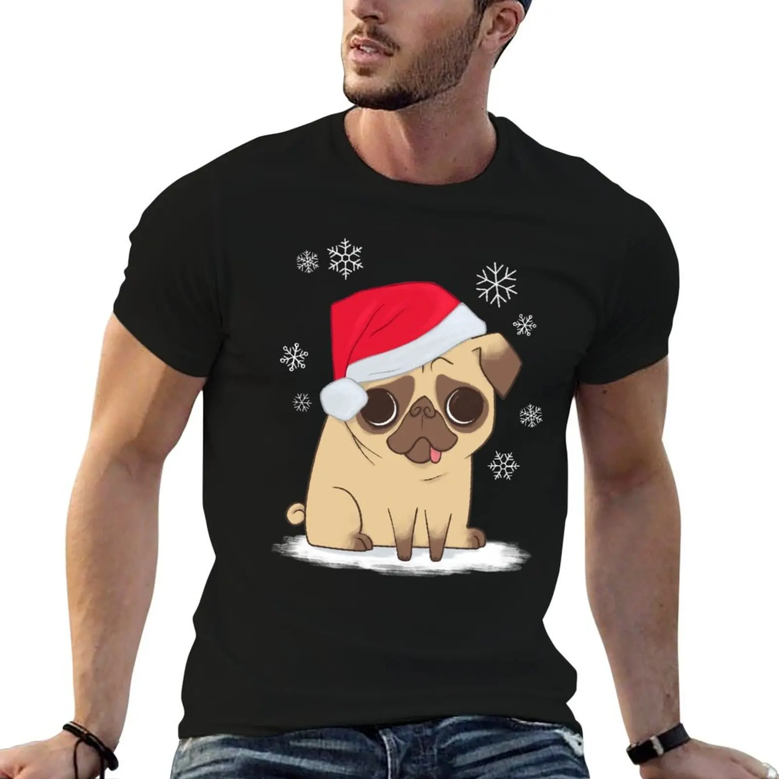 

Christmas Pug (red) T-Shirt t shirts for man graphic vintage man t shirt cotton high quality man t shirt heavy cotton T-shirt