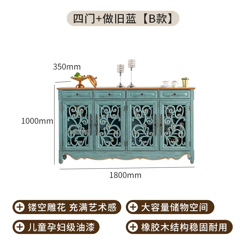 Mediterranean Style Furniture Retro Solid Wood Entryway Shoe Cabinet Entryway Cabinet Integrated Home Mid Century