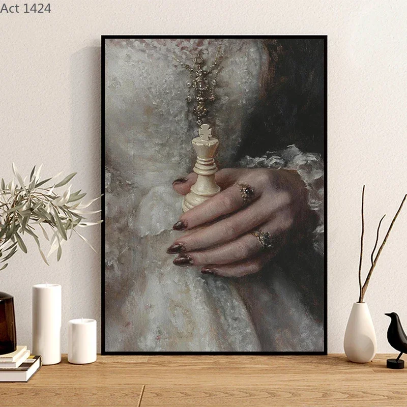 1pc frameless Vintage Gothic Dark Elegance Woman Posters Canvas Printing Romantic Macabre Wall Art Picture for Living Room Ho