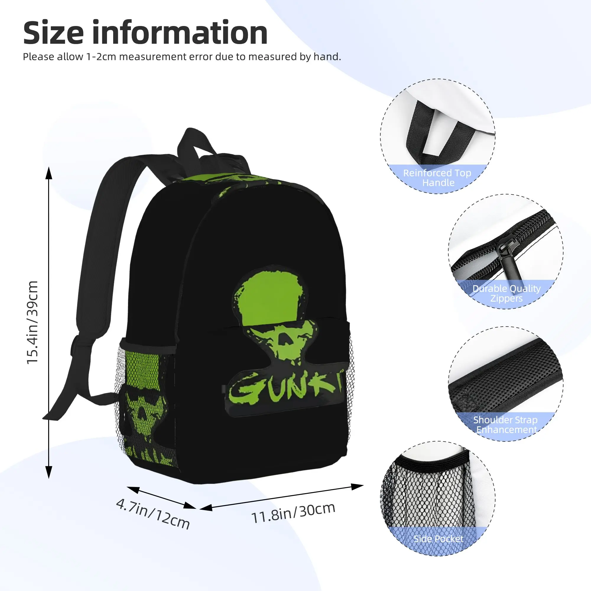 Gunki Logo Angling Skull Fishing Gunki Backpack Hot Sale Daypack Boys Girls BookBag Shoulder Bags for Men Women School Bag