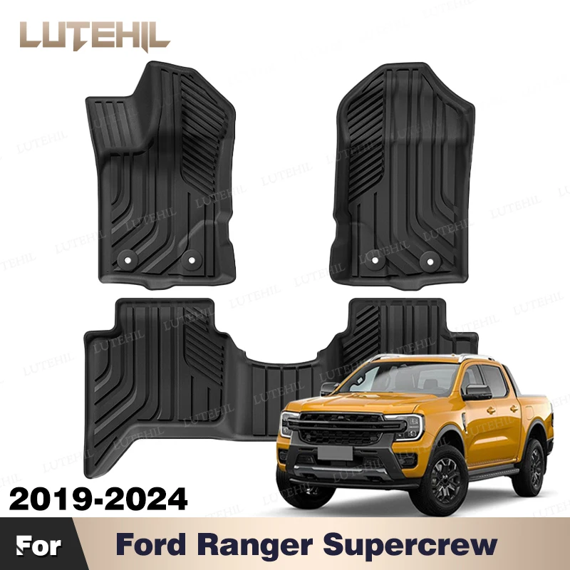 For Ford Ranger Supercrew 2019-2024 20 21 22 23 Custom All-Weather TPE Floor Mat Carpet Cover Auto Interior Protector Accessorie