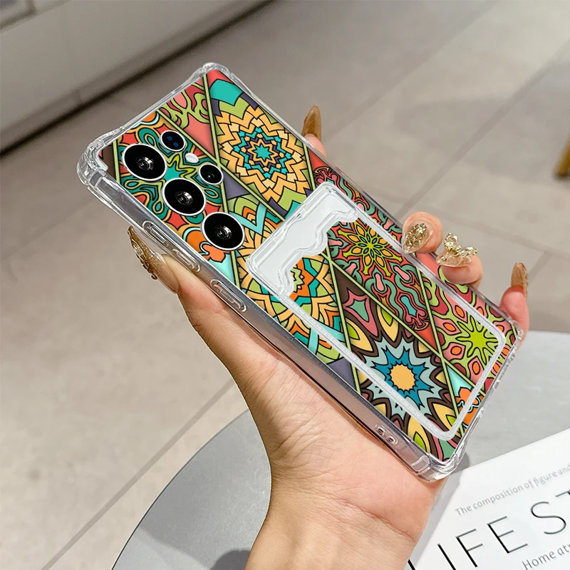 Splicing pattern for Samsung Galaxy S25 Ultra S20 FE S21 S22+ S23 Plus S24 S26 Edge softshell Transparent card pack phone case