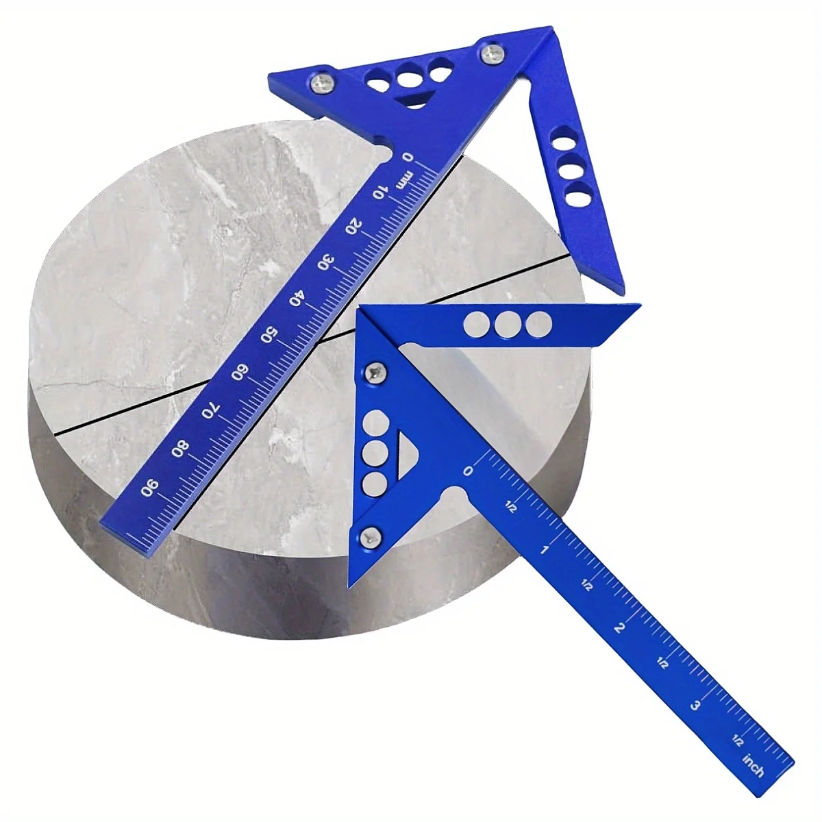 

Center Scribe Marking Gauge - Aluminum Alloy Center Finder - 45/90 Degree Line Caliber Ruler- Carpenter Measuring Tool