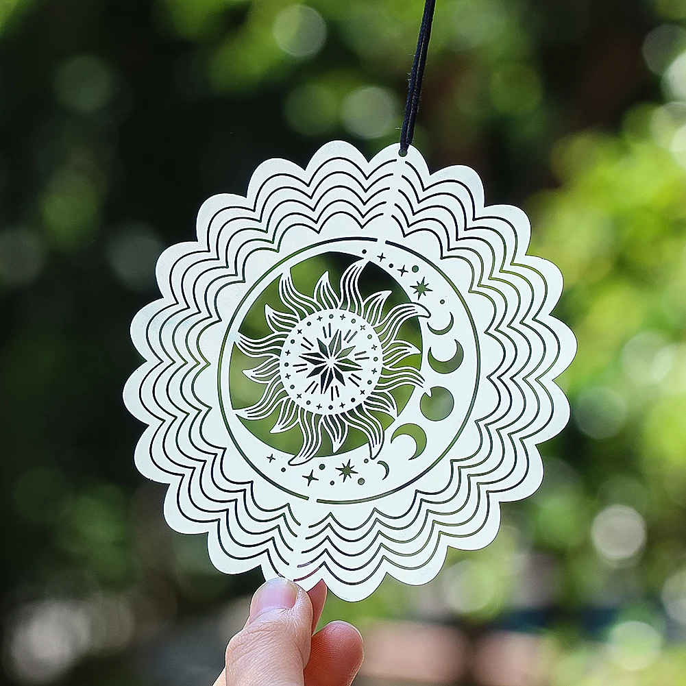 10cm Wind Spinner Stainless Steel Mirror Reflection Wind Chime 3D Visual Effect Hanging Bird Repeller Outdoor Garden Decoration