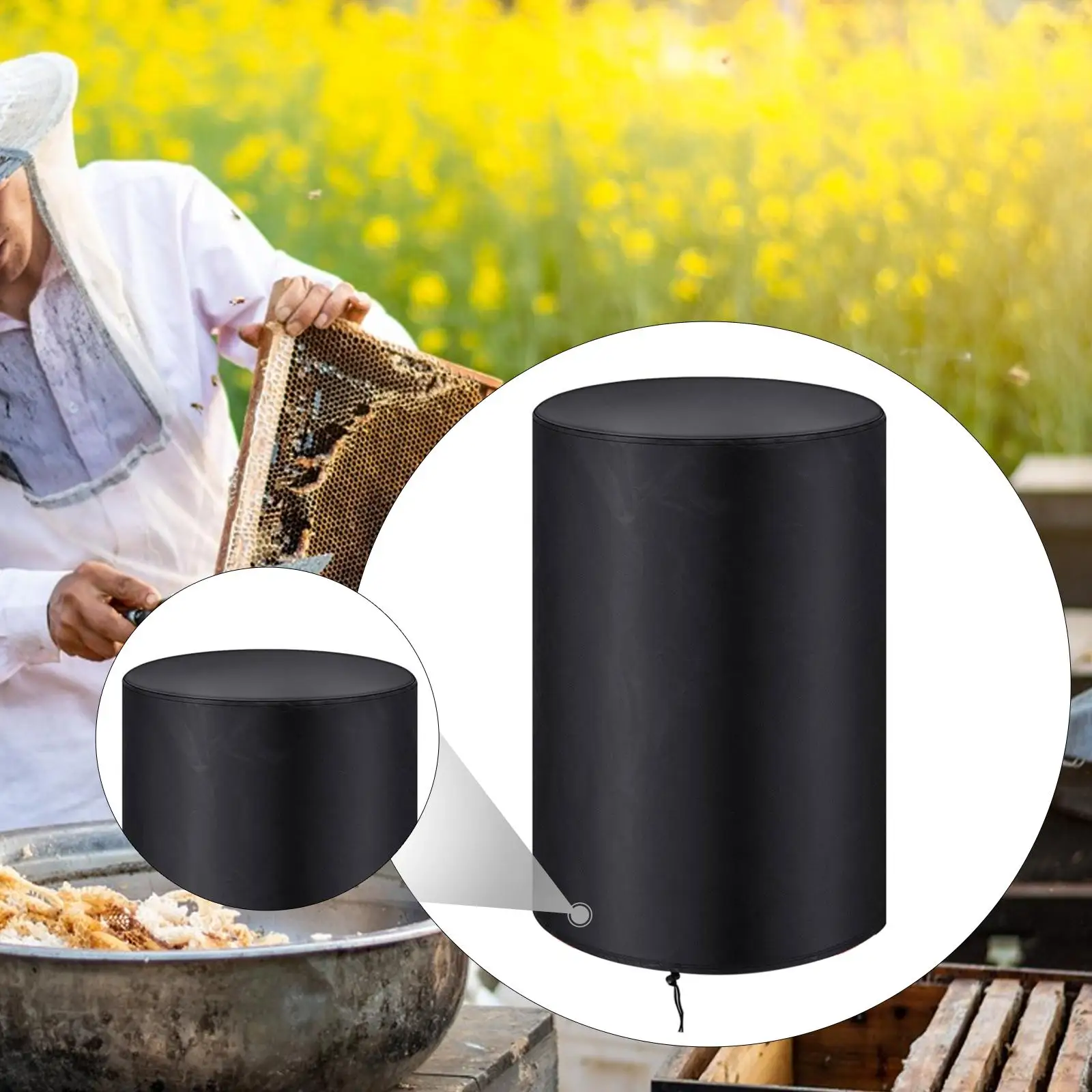 Beekeeping Waterproof Protector Black Oxford Honey Extractor Cover Durable Dust Cover for 4 or 8 Frame Honey Collection