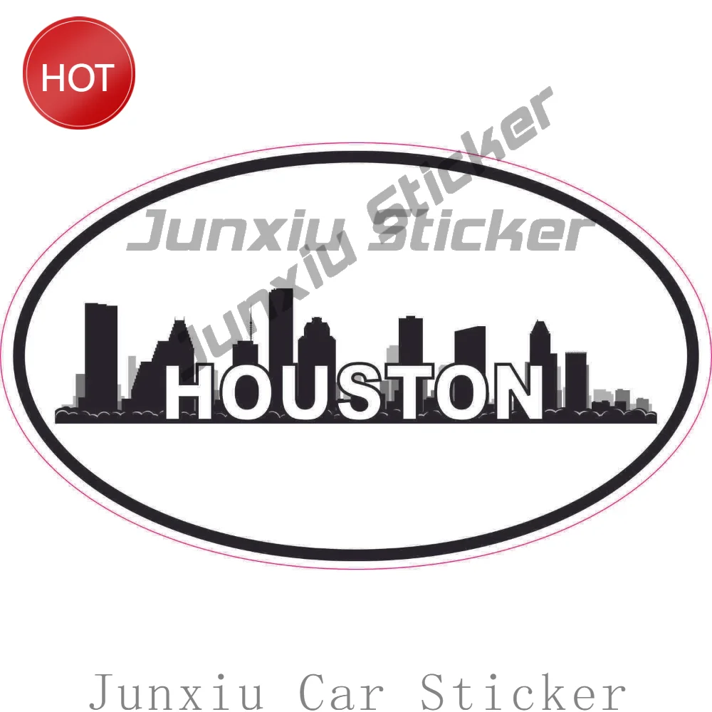 Oval Houston Skyline City PVC Car Sticker Eye Catching Decal For Bumper And Rear Window Travel Souvenir Auto Accessories