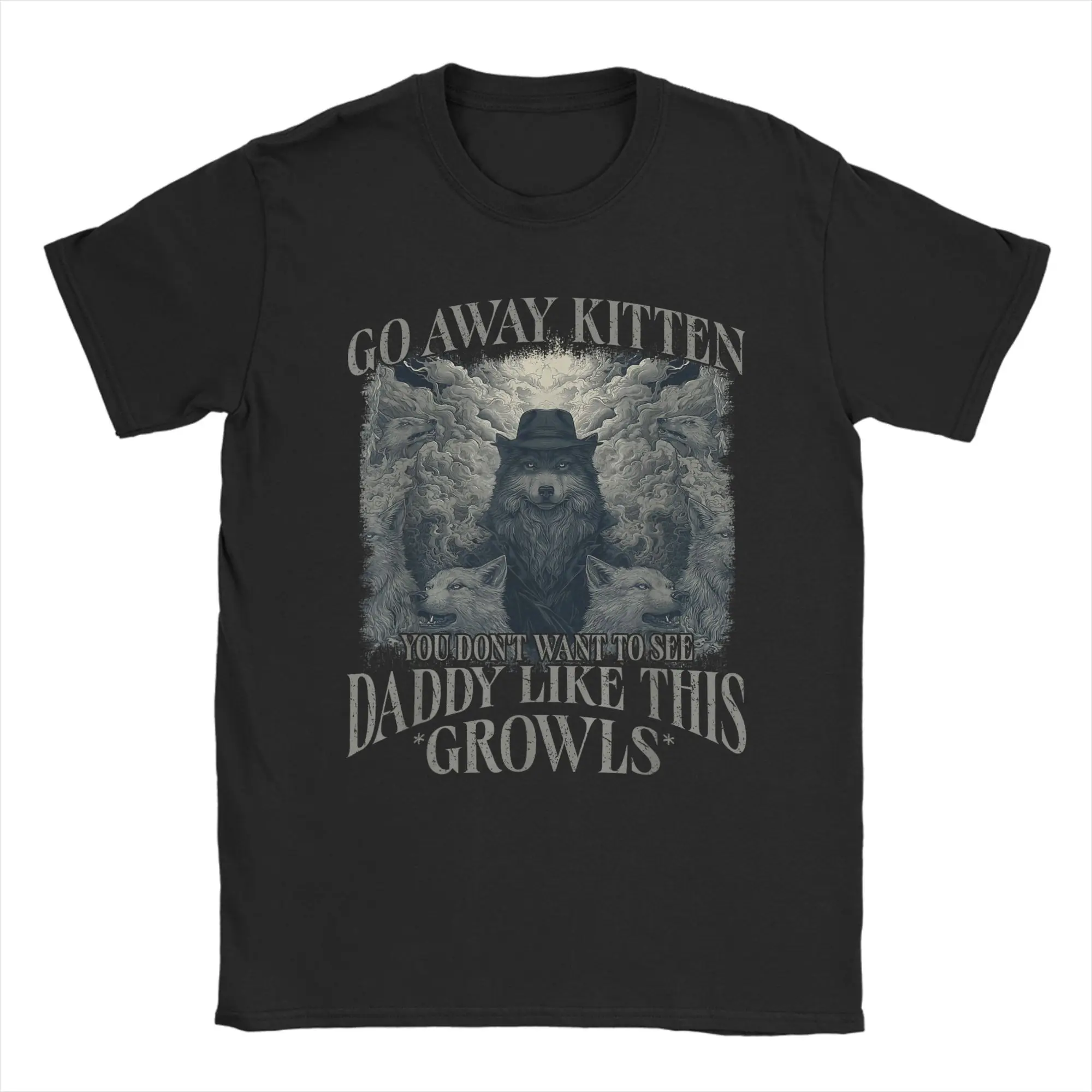 Camiseta divertida con estampado de gatito que no quiere ver a papá, camiseta de verano para hombre, camiseta a la moda, ropa de talla grande