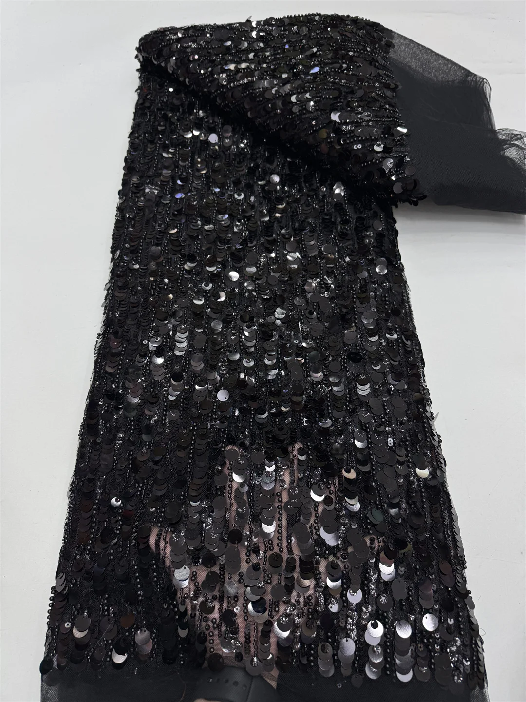 2025 African Nigerian High Quality Embroidery Lace French Tulle Lace Fabric With Heavy Sequins Beaded for Women Wedding Dresses