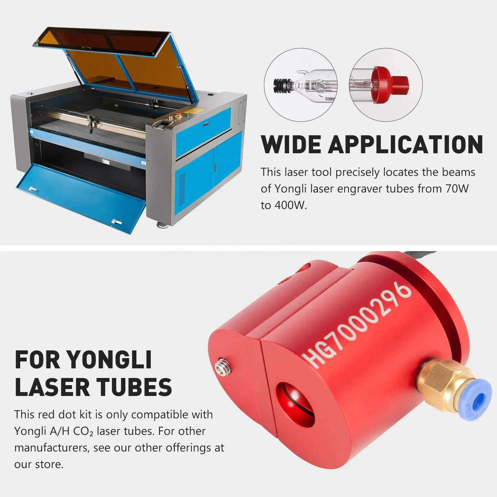 Yongli Co2 أجزاء القطع بالليزر شعاع دليل مرئي أنبوب الليزر مؤشر الضوء الأحمر مؤشر النقطة الحمراء