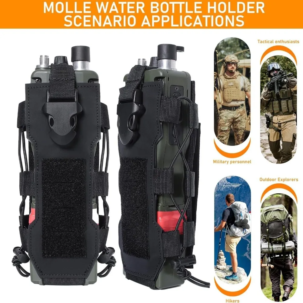 Tactical 2-in-1 Bag MOLLE Compatible Walkie Talkie Bag Outdoor Travel Camping Hiking Fishingportable Kettle Bag