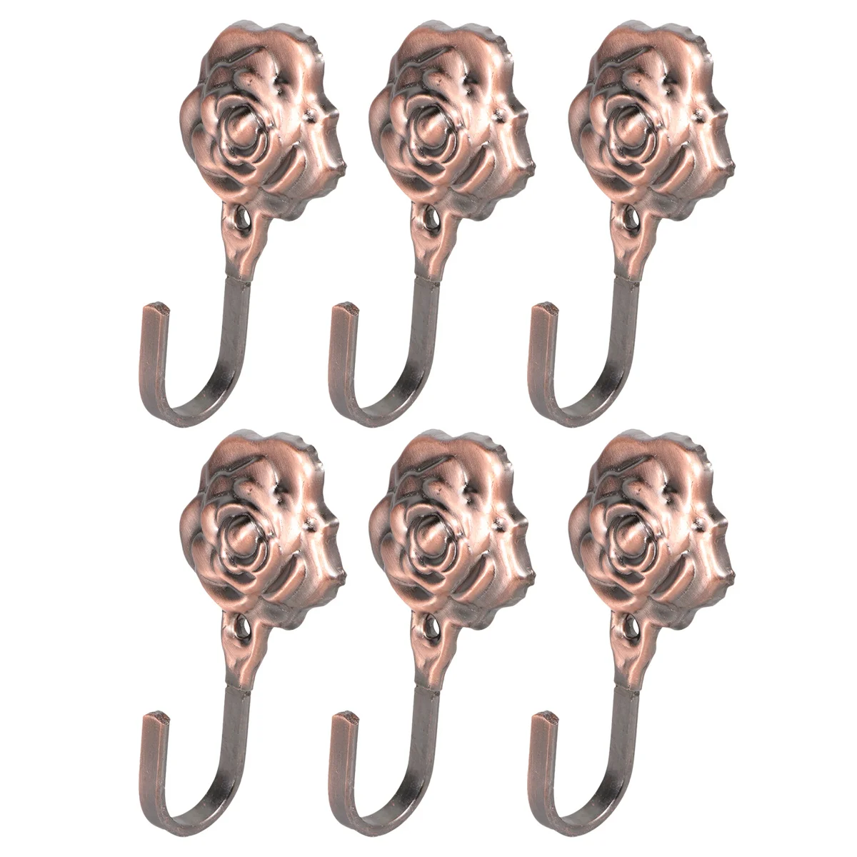 

3Pairs Rose Curtain Hooks Tieback Metal Copper Red Add Elegance to Any Room Classic Design for Clothes Hats
