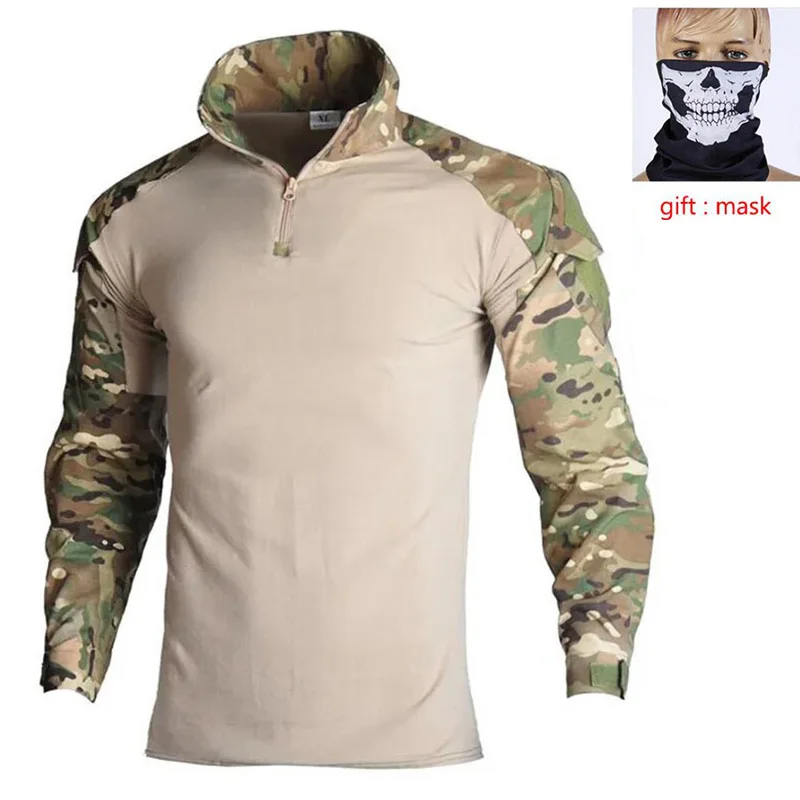 Tactical Combat Shirt Men Black Shirt  US Clothing Tatico Tops CPU Multicam Camouflage Shirt Hunting Fishing Clothes Mens