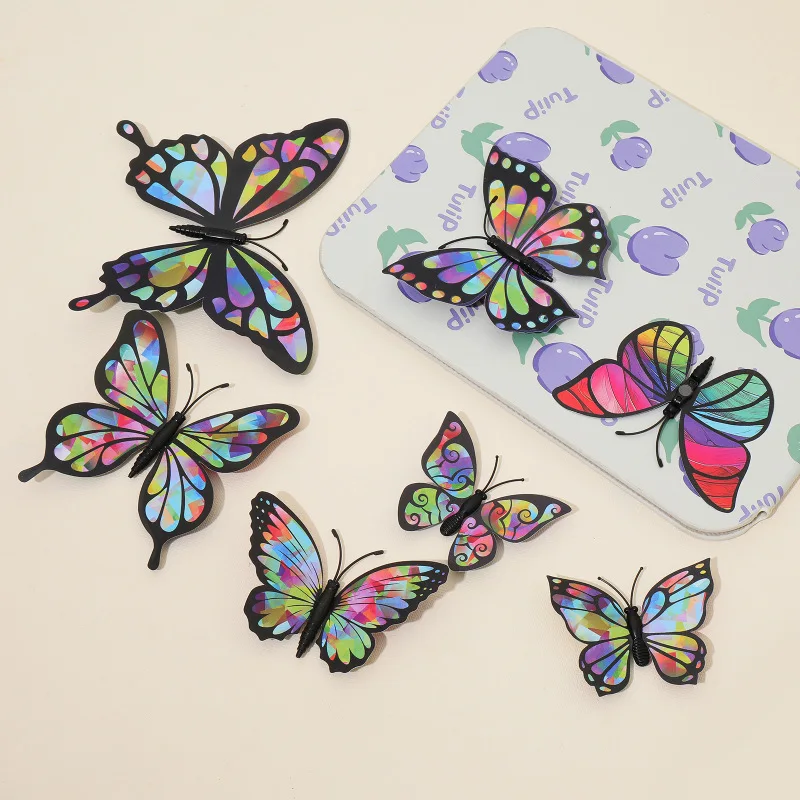 12Pcs Fashion 3D Double-Sided Butterfly Creative Wall Sticker For DIY Wall Stickers Modern Wall Art Home Decorations DIY Gift