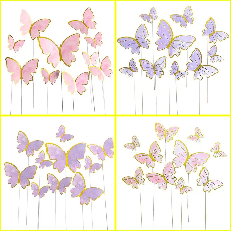 Iron Butterfly Birthday Cake Decoration Card Insertion Festival Plugin Baking Decoration Flag Insertion Combination Set