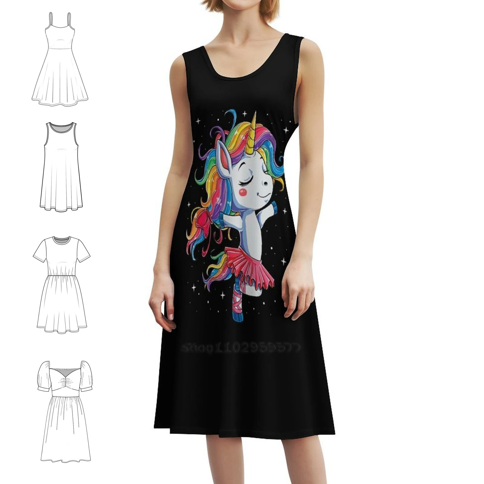

Ballet Dancer Unicorn Kids Girls Rainbow Ballerina Women's Streetwear Party Dress Trendy Print Club Clothing For Female Unicorn