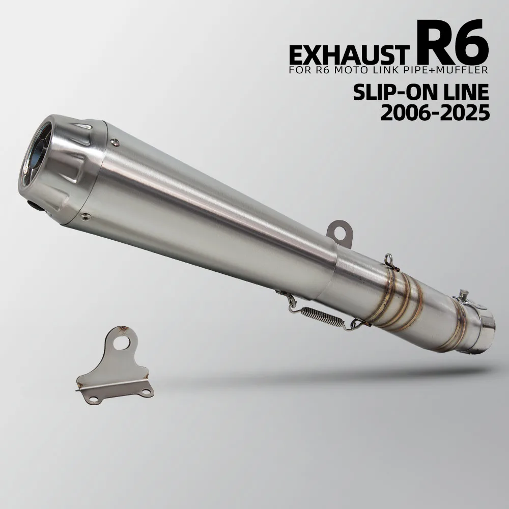 

Спортивный гоночный глушитель R6 Slip-on для Yamaha YZF-R6 2006-2026, комплект выхлопной трубы для мотоцикла с адаптером и DB-киллером