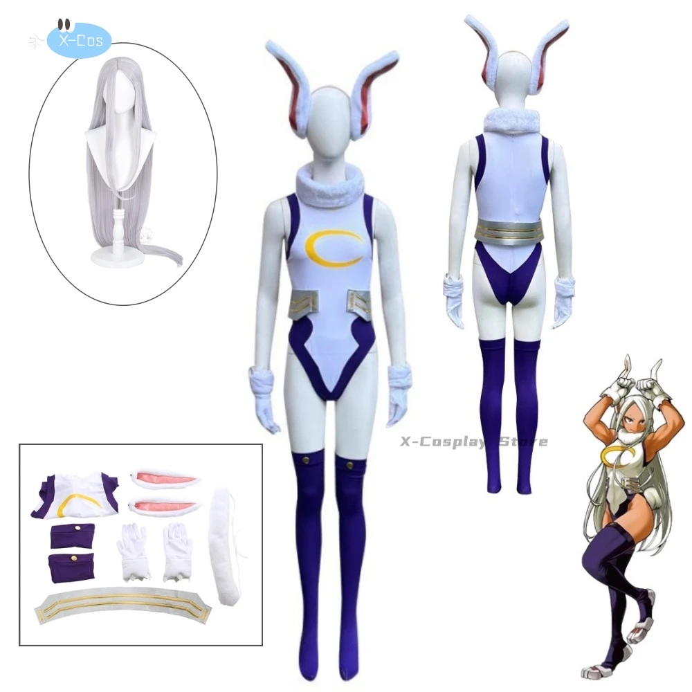 Anime My Academia Miruko Cosplay Costume Rabbit Hero Wig Tight Printing Jumpsuits Woman Sexy Kawaii Carnival Party Suit