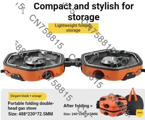 for Picnics BBQ Home Use Compact Butane Stove，Outdoor Portable Double Burner Gas Stove Foldable Camping Cooker