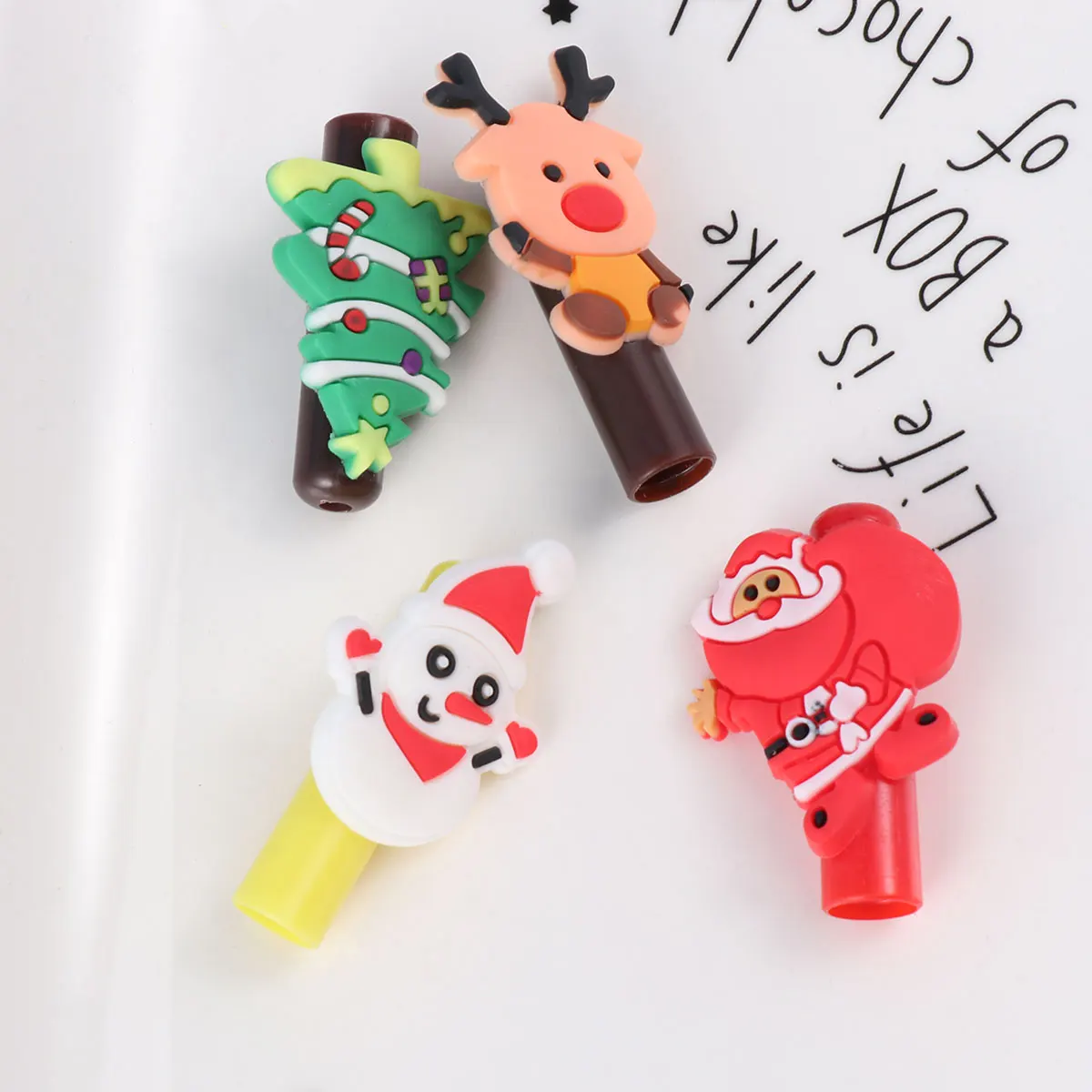 

12pcs Creative Christmas Gel Pens Small Xmas Trees Ballpoint Beaded Pen Smooth Writing Lightweight Plastic Cartoon
