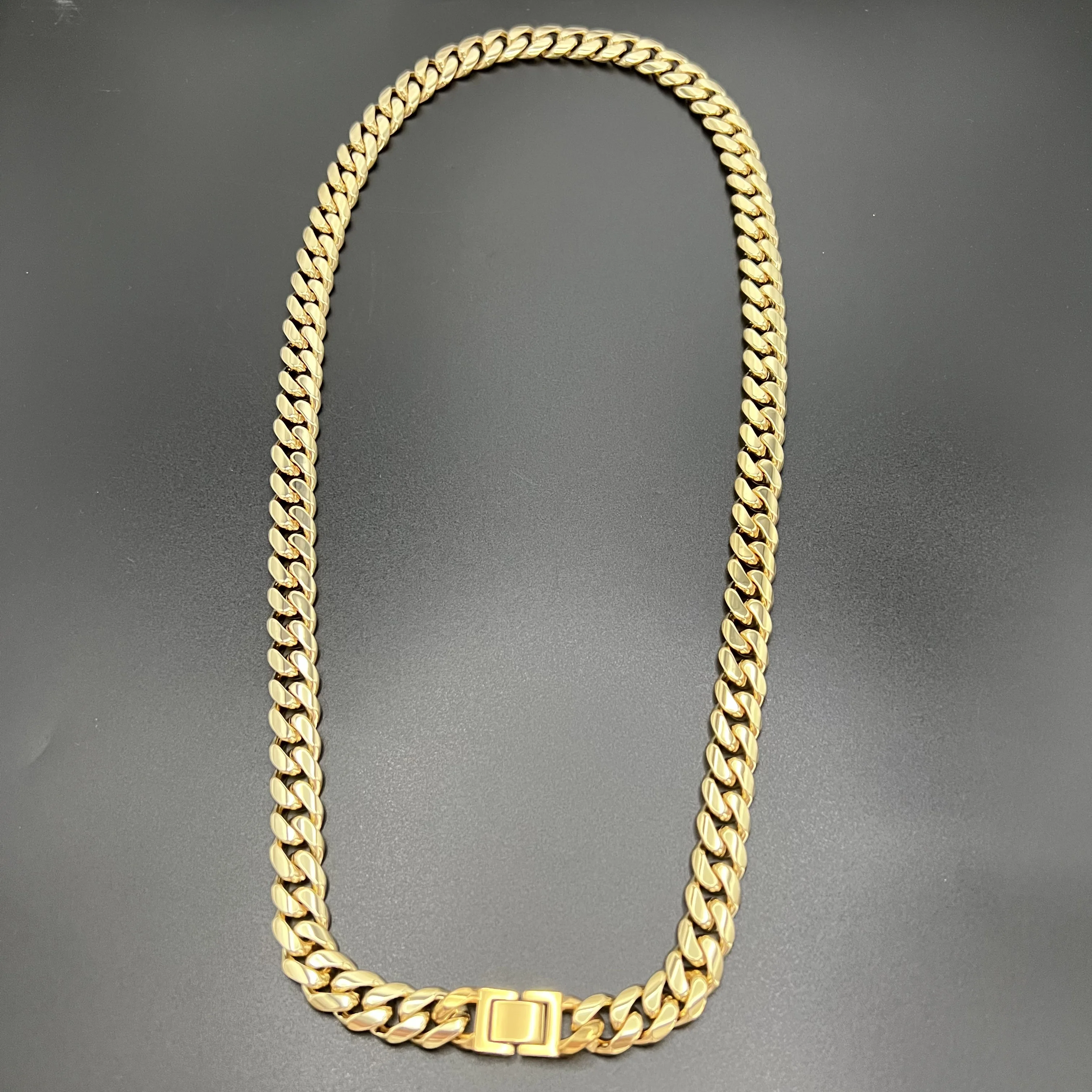 

12mm 18K Gold 5-Layer Plated Premium Durable Cuban Chain (Foldover Clasp)