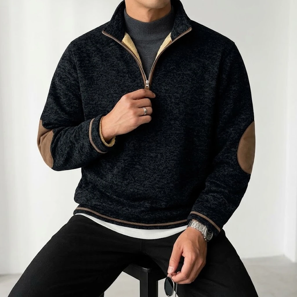 Neue Herren Winter Pullover Sweatshirts Fleece Reißverschluss Sweatjacken Lässiger Stehkragen Warme Thermo-Oberbekleidung Schwere Jacke Mantel – Detail 5