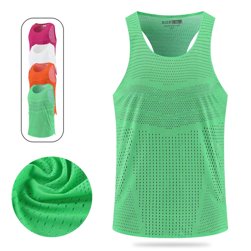

Men Women Ultra Light Marathon Racing Sport Vest Perforted Wind Tunnel Singles Moisture Wicking Fitness Tops-XL Only 30g