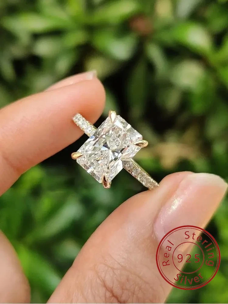 

Великолепное блестящее прямоугольное кольцо с цирконом из стерлингового серебра 925 пробы 2-5 карат для женщин, юбилейное свадьбу, роскошные ювелирные изделия высокого качества