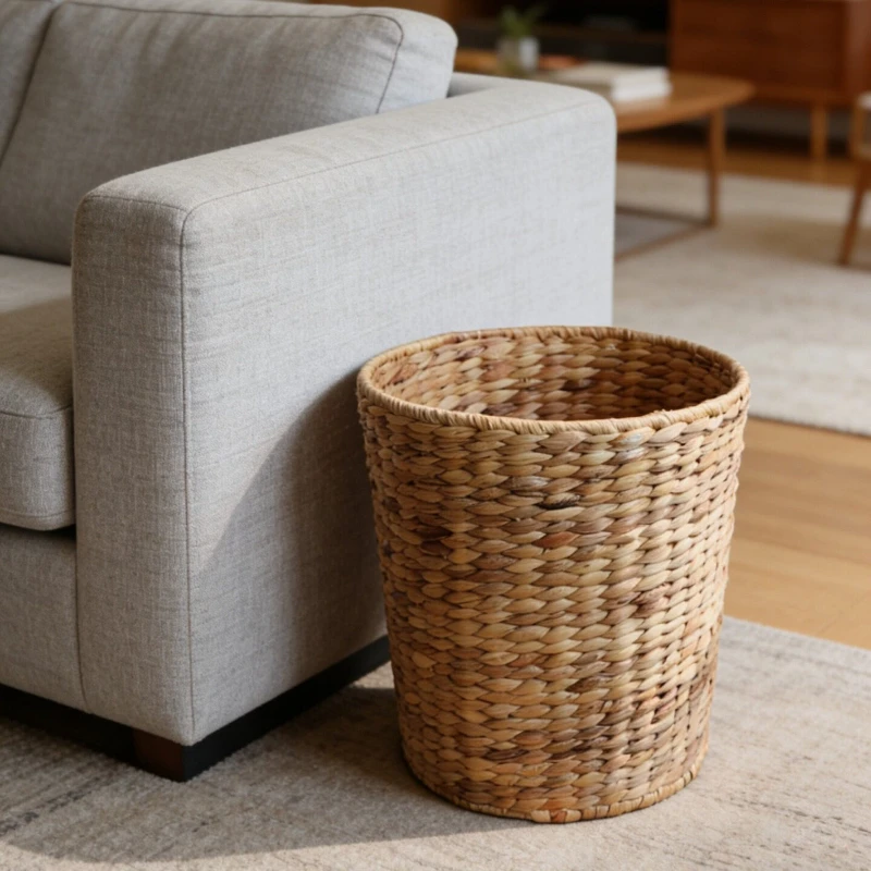 

Плетеная корзина для мусора, маленькая корзина для мусора для ванной, корзина для отходов из водяного гиацинта для ванной, корзина для мусора в стиле бохо для спальни, для дома