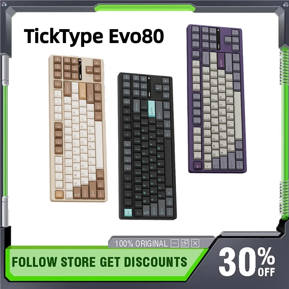 TickType EVO80 トリモード Bluetooth メカニカルキーボード CNC アルミニウム QMK/VIA カスタマイズ RGB ホットスワップ ワイヤレス ゲーミングキーボード