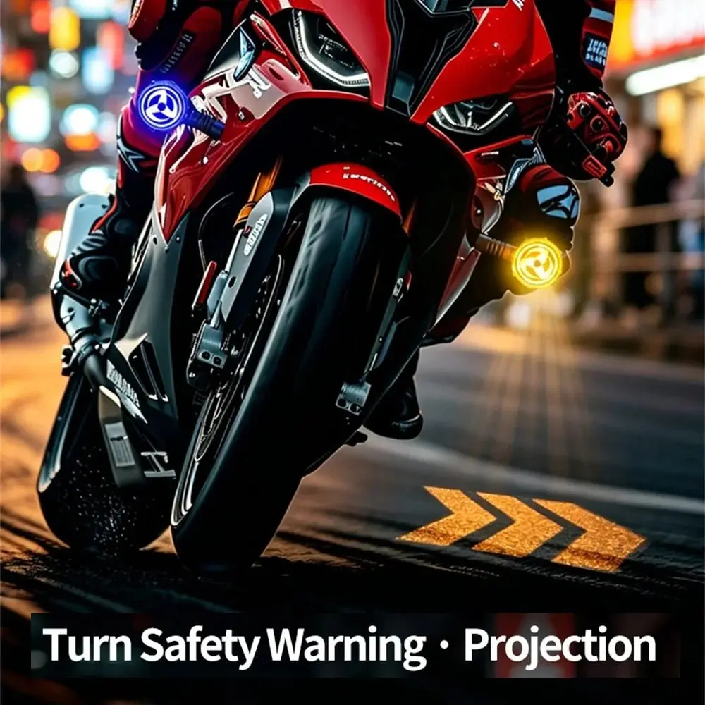 RGB 7-Color Motorcycle Turn Signal Light IPX6 Waterproof HD Projection LED Projection Light 12V Universal