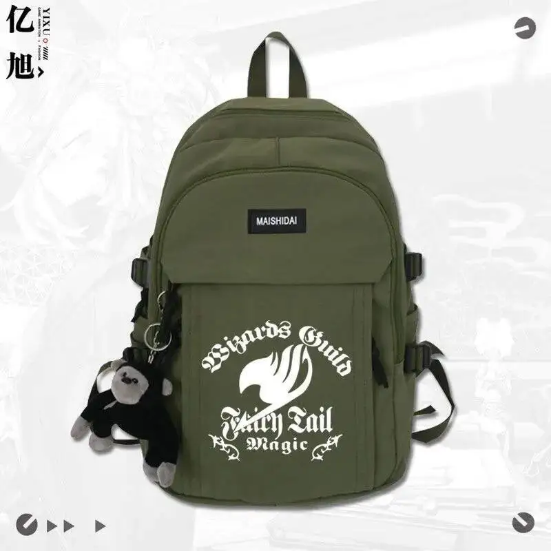 

Anime Game Black White Red Green Fairy Tail Student Teens School Bags Large Capacity Mochilas Backpacks