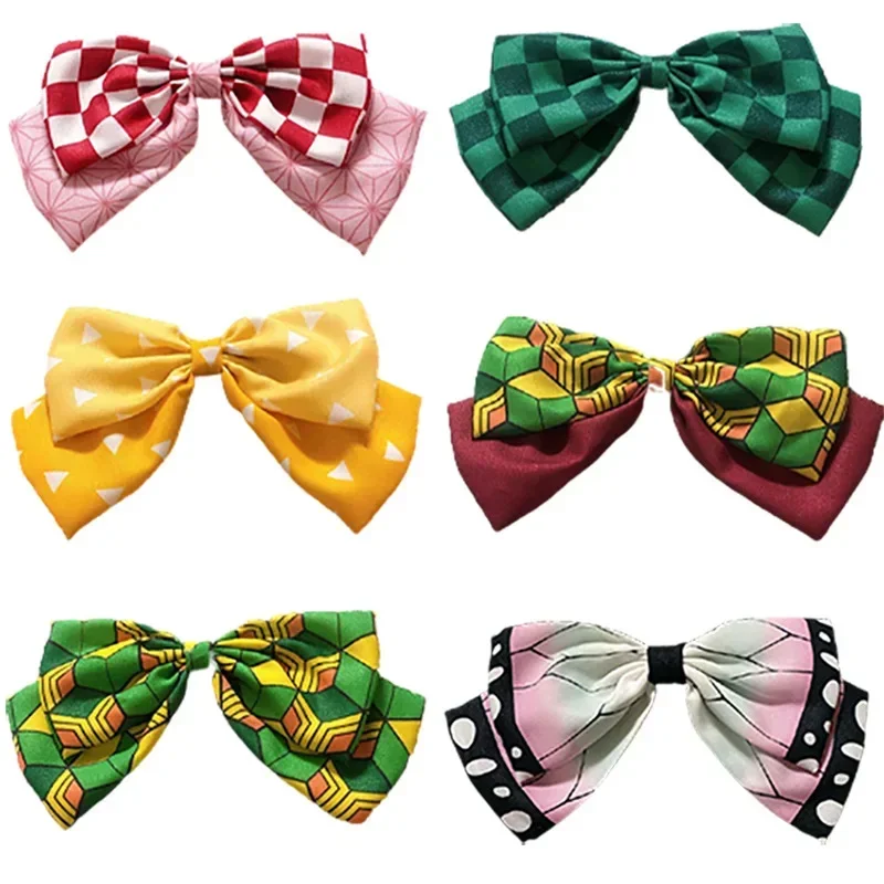 

Demon Slayer Anime Peripheral Cute Cosplay Bowknot Hair Ring Kimetsu No Yaiba Tanjiro Shinobu Zenitsu Fashion Accessories Gift