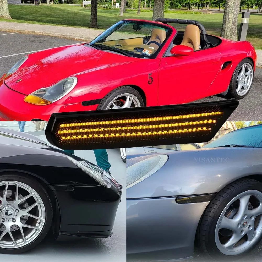 

For 1996-2004 Porsche Boxster 986 996 911 Carrera Targa Amber LED Front Bumper Side Marker Turn Signal Lights Lamp Error Free