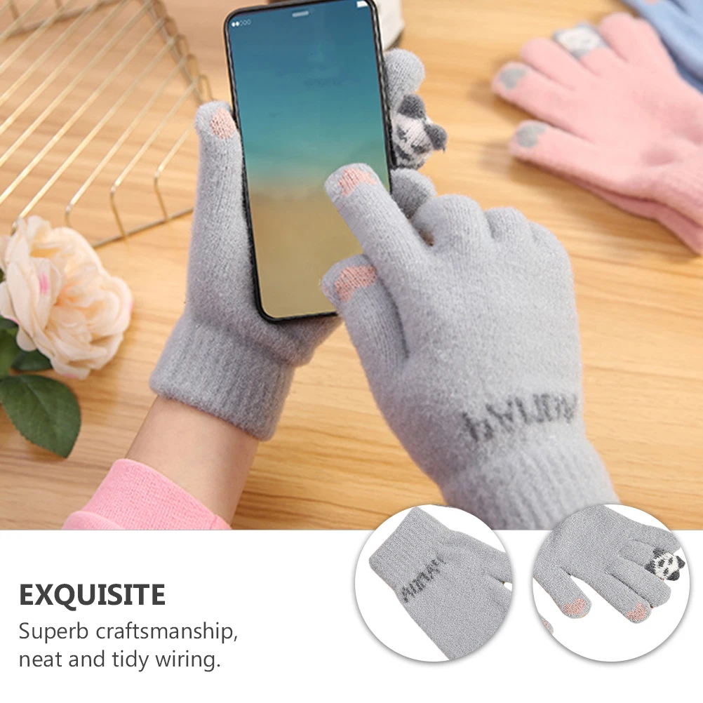 

1 Pair Screen Gloves For Women Winter Thick Knitted Mitts Cozy Hand Gift Christmas New Year Women Winter Gloves