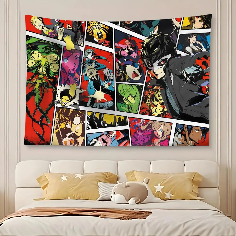 Classic Game P-Persona 5 Tapestry Art Decor Banner Microfiber Backdrop for Bedroom Living Room Bar Garden Party