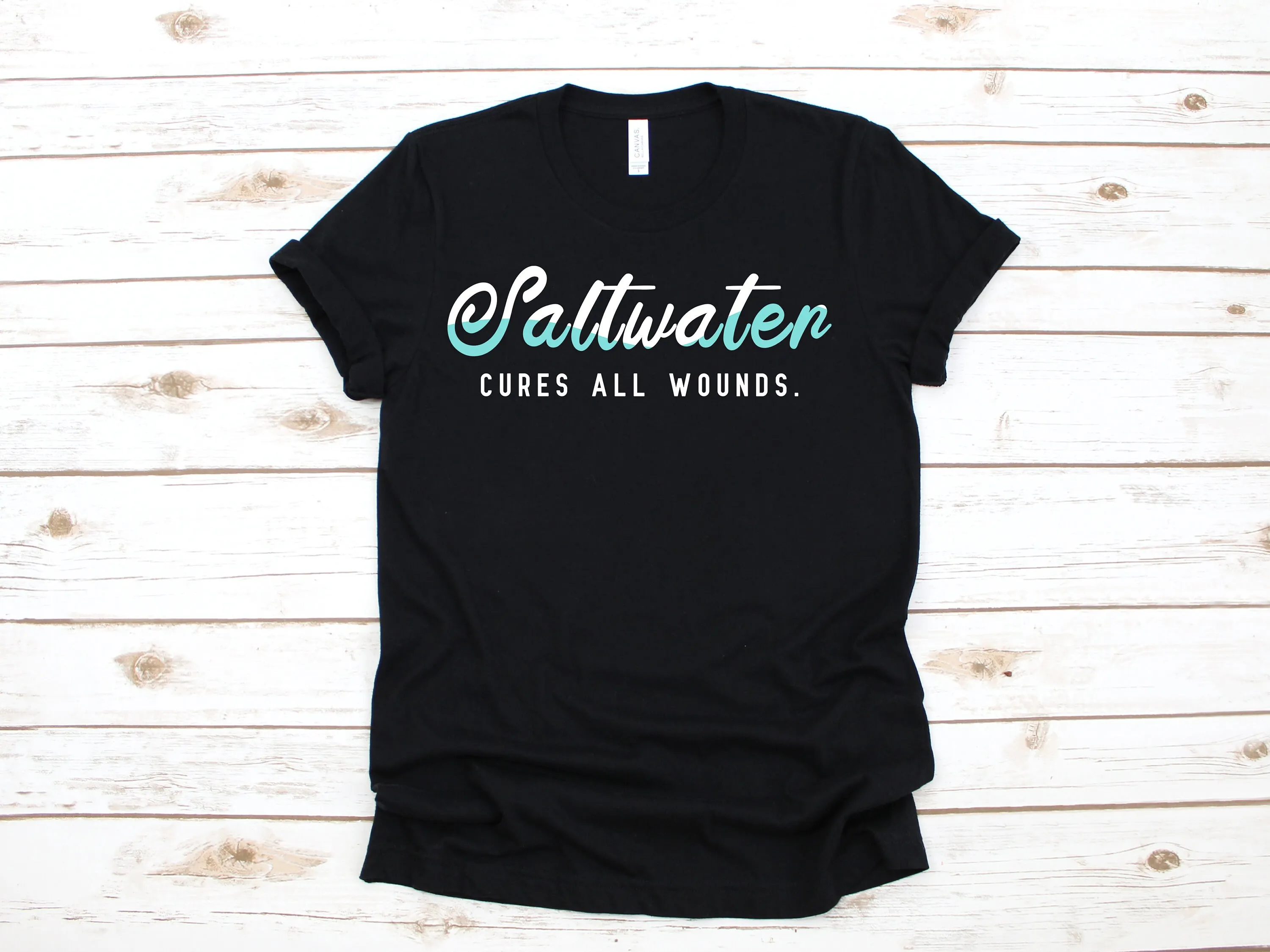 Saltwater Cures All Wounds T Shirt Cute Beach Ocean Vacation SweaT Long Sleeve Kids Apparel