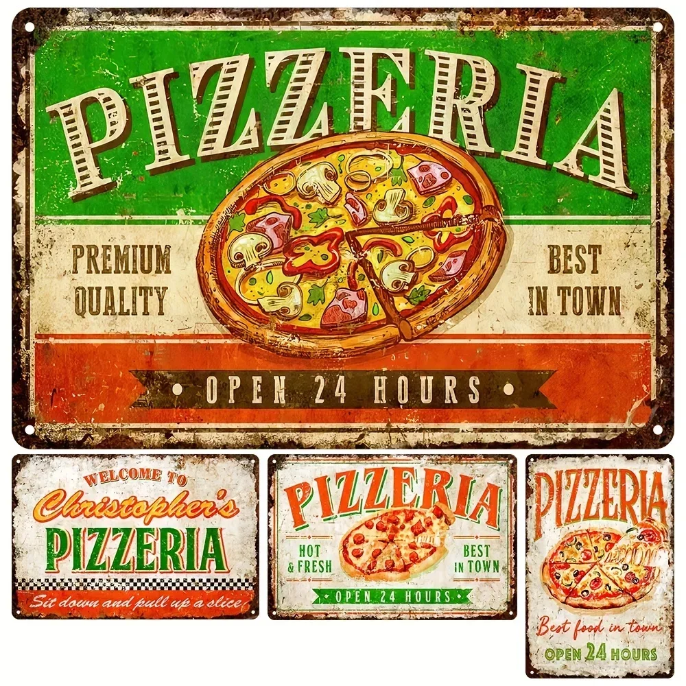 Vintage Art Pizza Metal Tin Sign,Shop Kitchen Ideal Gift For Dining Car Canteen Restaurant People who like good food Wall Dec