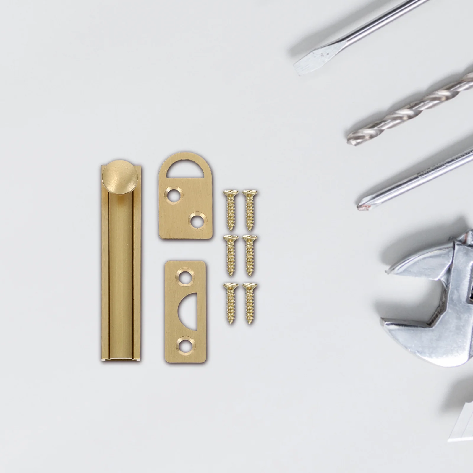 

Premium Solid Brass Hidden Door Lock Bolt Flush Mount Latch for Wooden Cabinet Wardrobe French Door Security Fixture