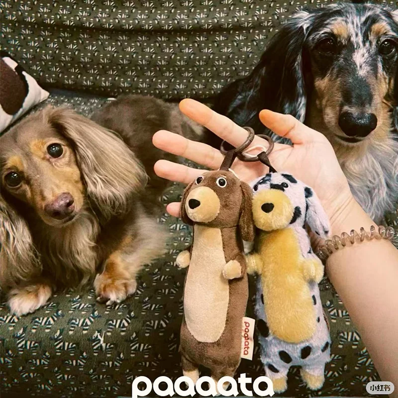 

Оригинальный плюшевый брелок Paaaata в виде таксы с длинной шерстью, подвеска для сумки, подарок для любителей животных и друзей