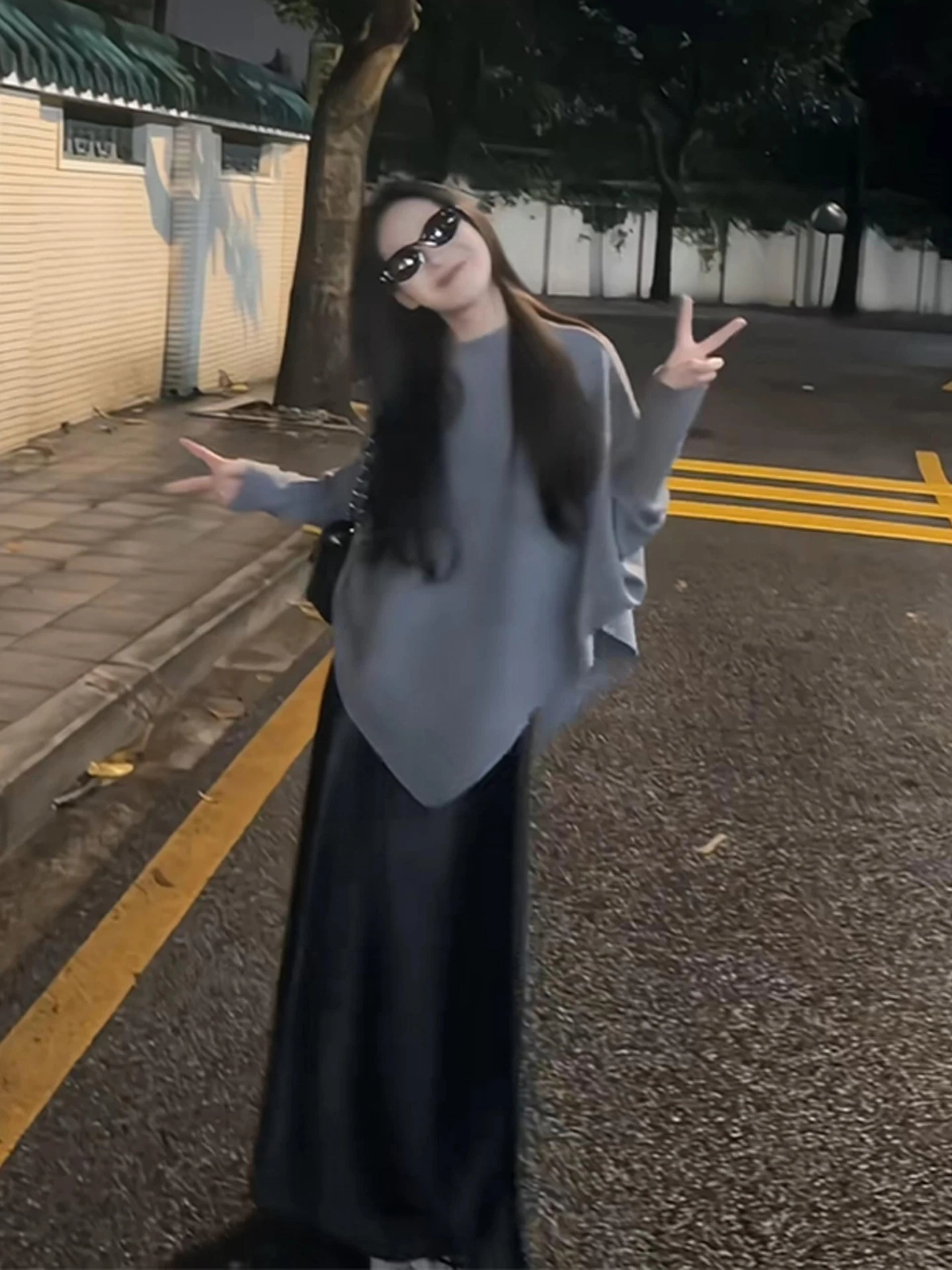 

Свободный вязаный свитер с рукавами «летучая мышь» для женщин, асимметричный, с длинными рукавами, удобный, повседневный топ