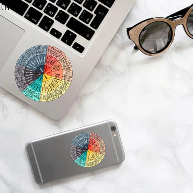 〔R〕6pcs Colorful Mood Wheel Sticker Mental Emotion Quote Psychology Art Wall Decoration Laptop Scrapbooking Graffiti Decal